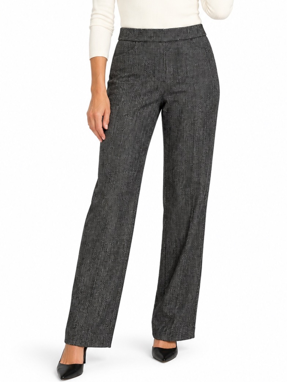 Semantiks Pants Size 8P Black Ivory Textured Knit Petite NWT